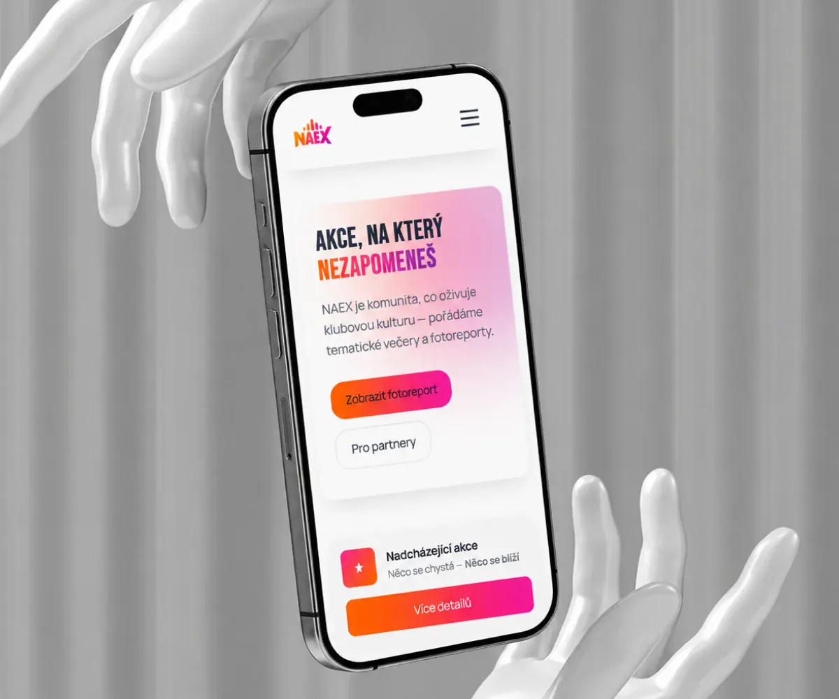 Web NAEX Events na mobilu