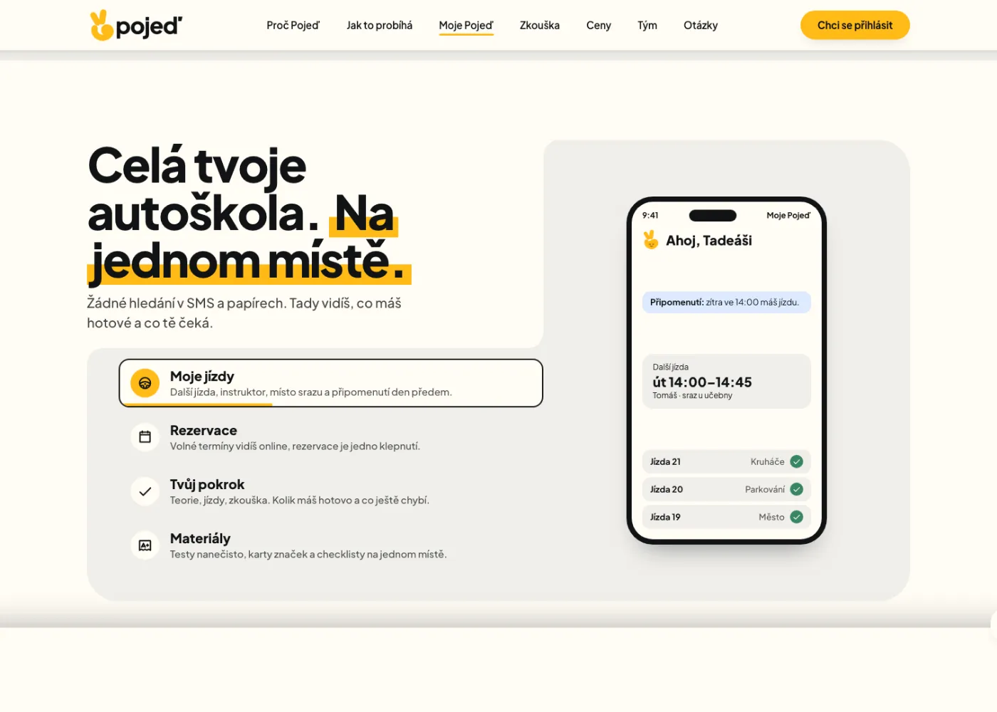 Ukázkový web pro autoškolu Pojeď