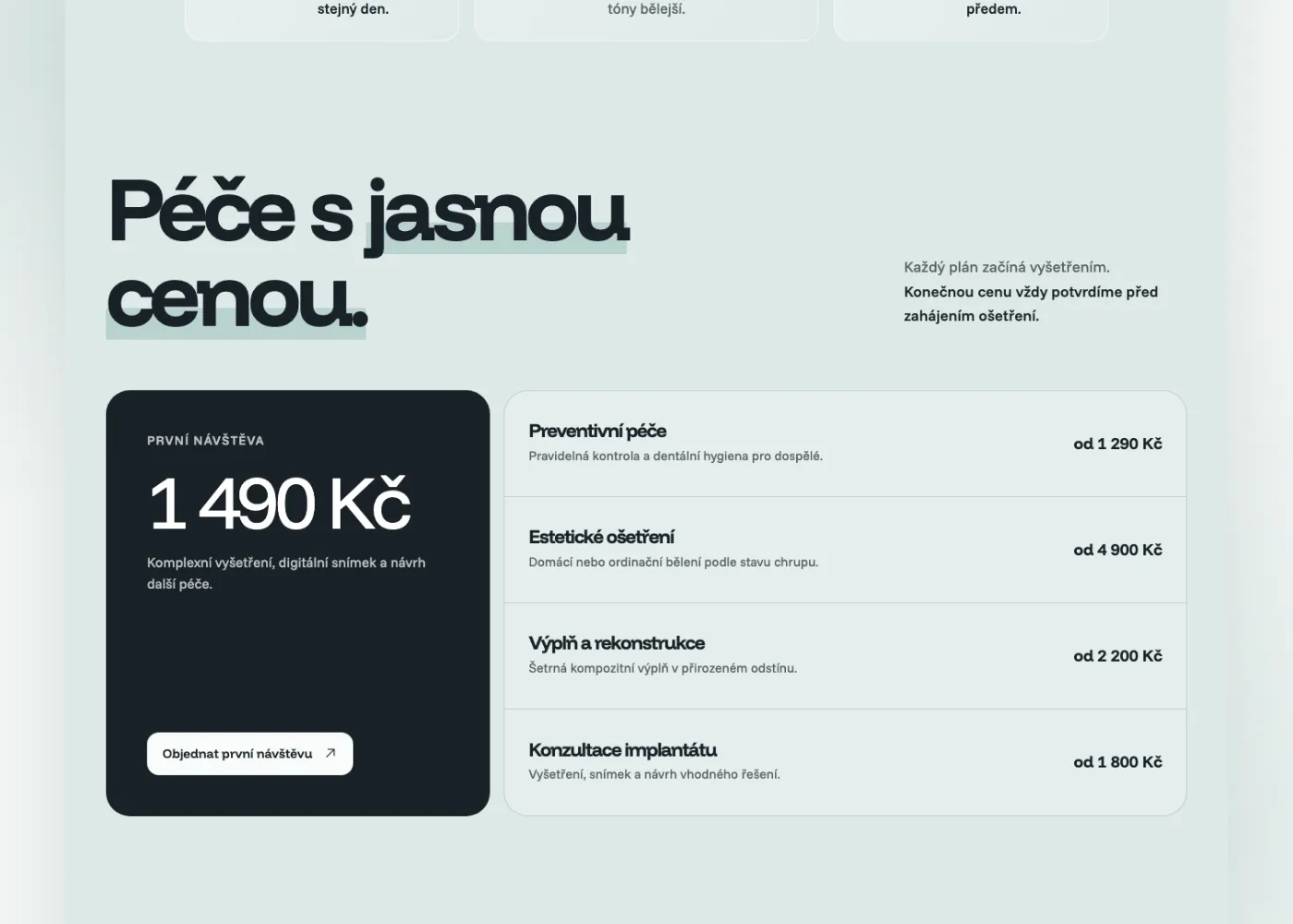 Ukázkový web pro zubní kliniku Korunka