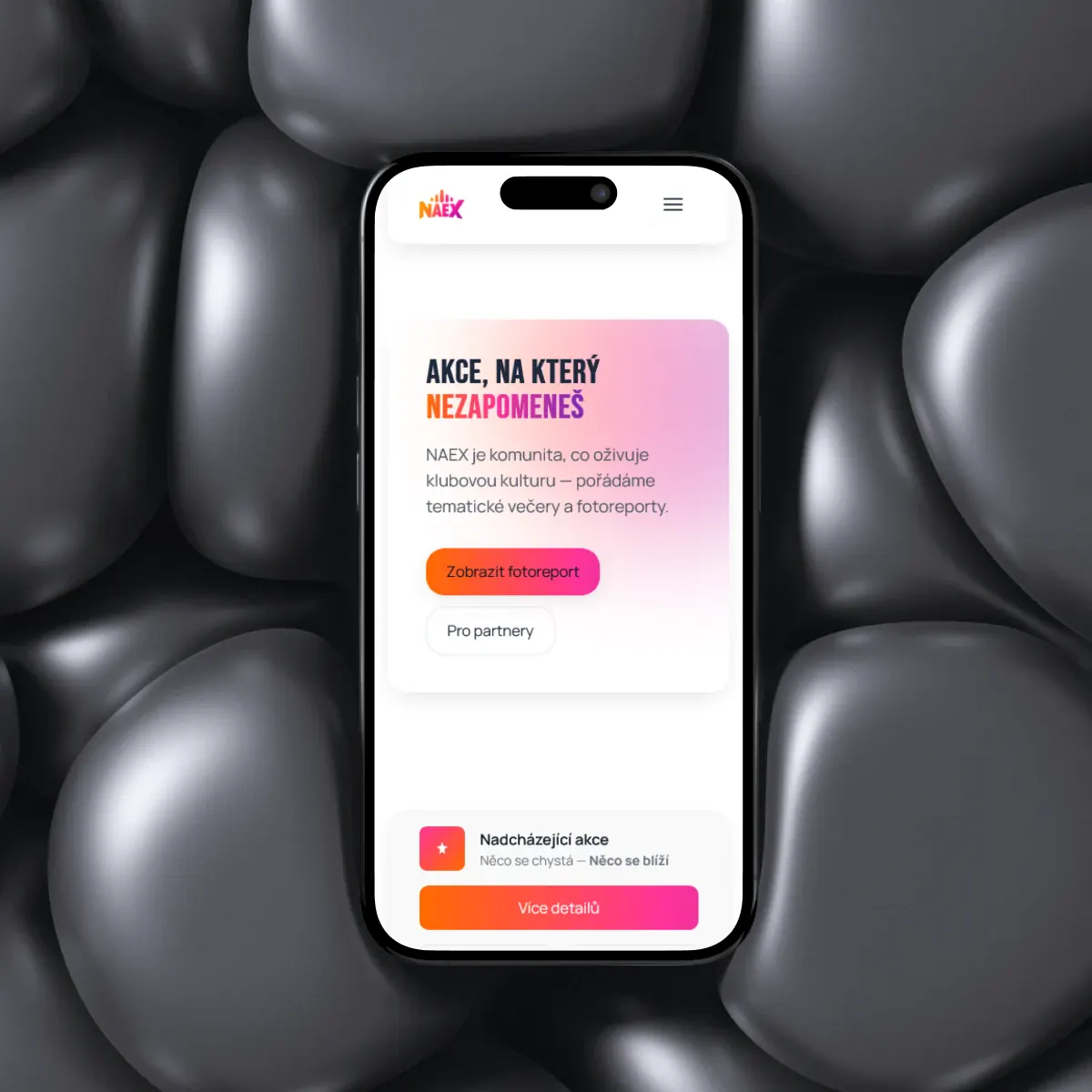 NAEX Events – náhled úvodní stránky