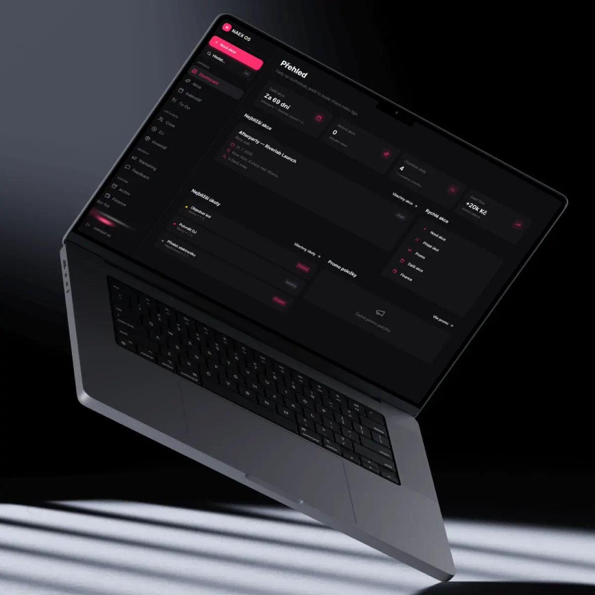 NAEX Operační systém – hlavní dashboard