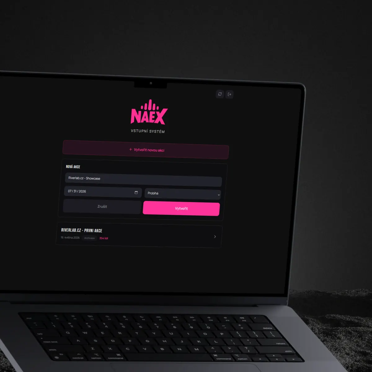 NAEX Vstupní systém – mobilní app